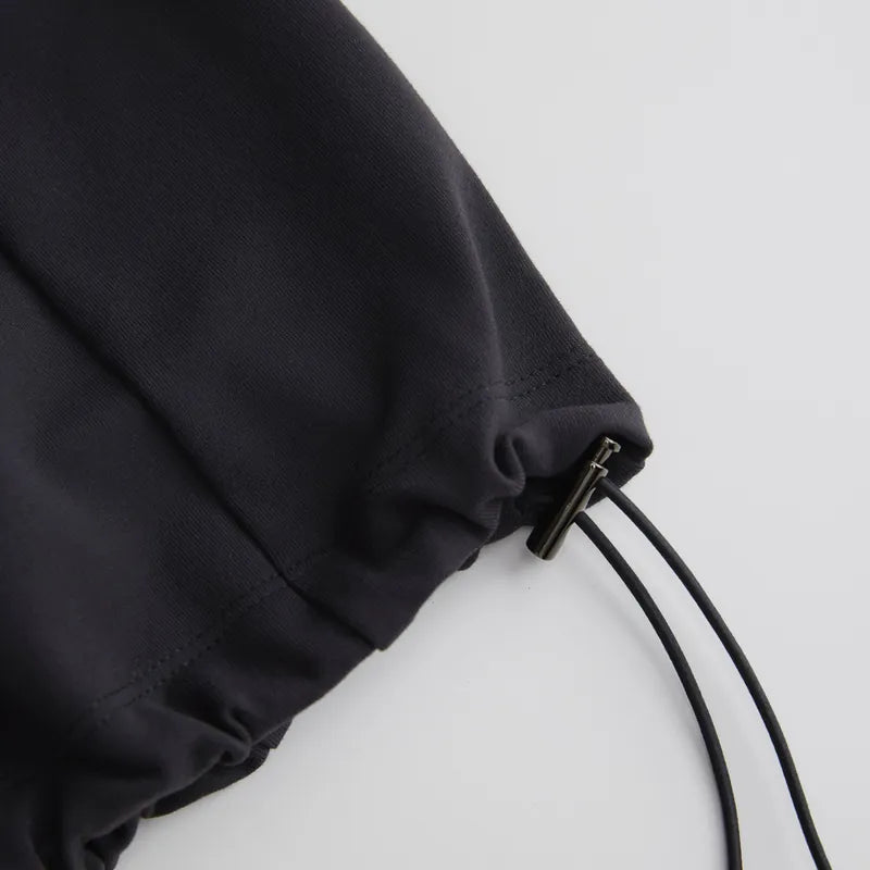 LDVK DRAWSTRING WIDE-LEG PANTS (BLACK)