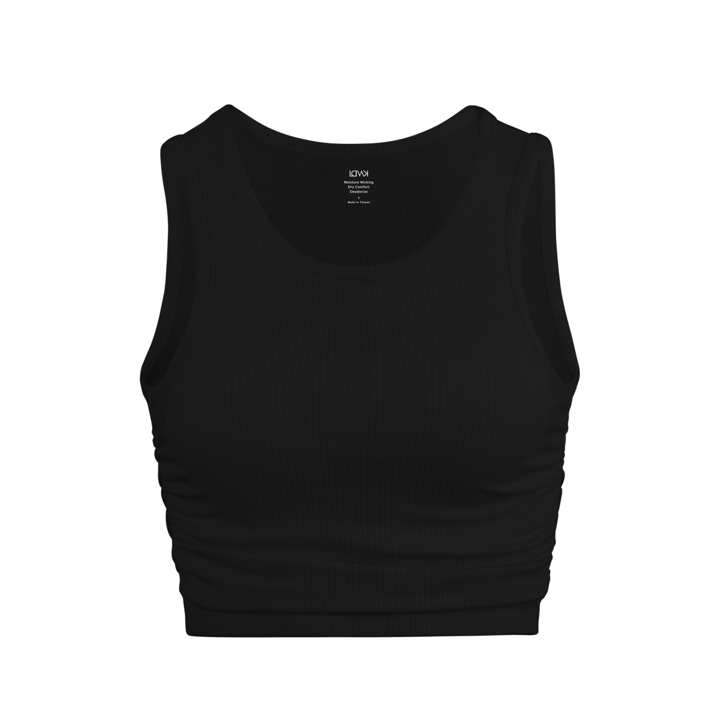 RIBBED SHIRRING TANK TOP (BLACK)