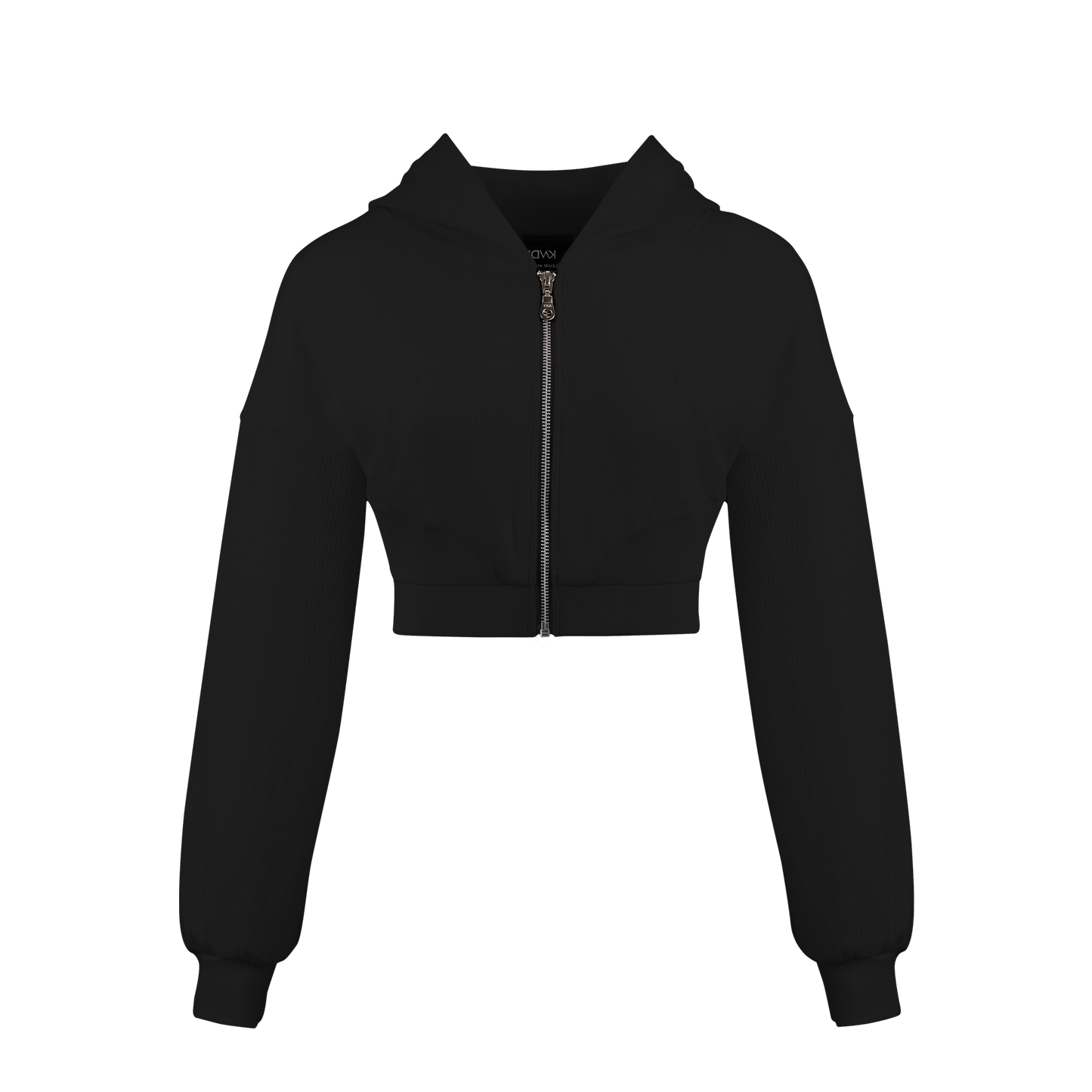 RIBBED CROPPED JACKET (BLACK)