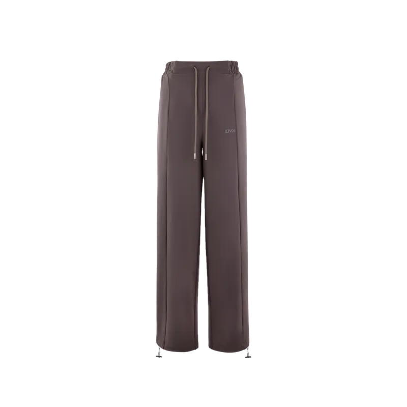 DRAWSTRING WIDE-LEG PANTS (DARK BROWN)