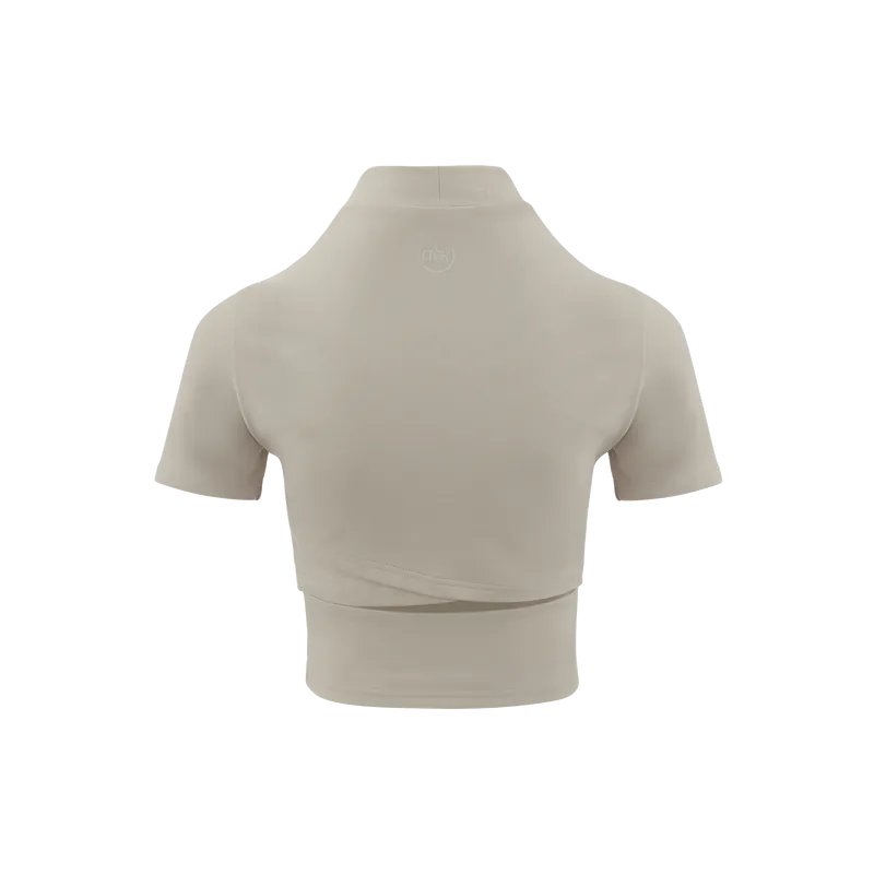 TURTLE-NECK CROP TOP (BEIGE)