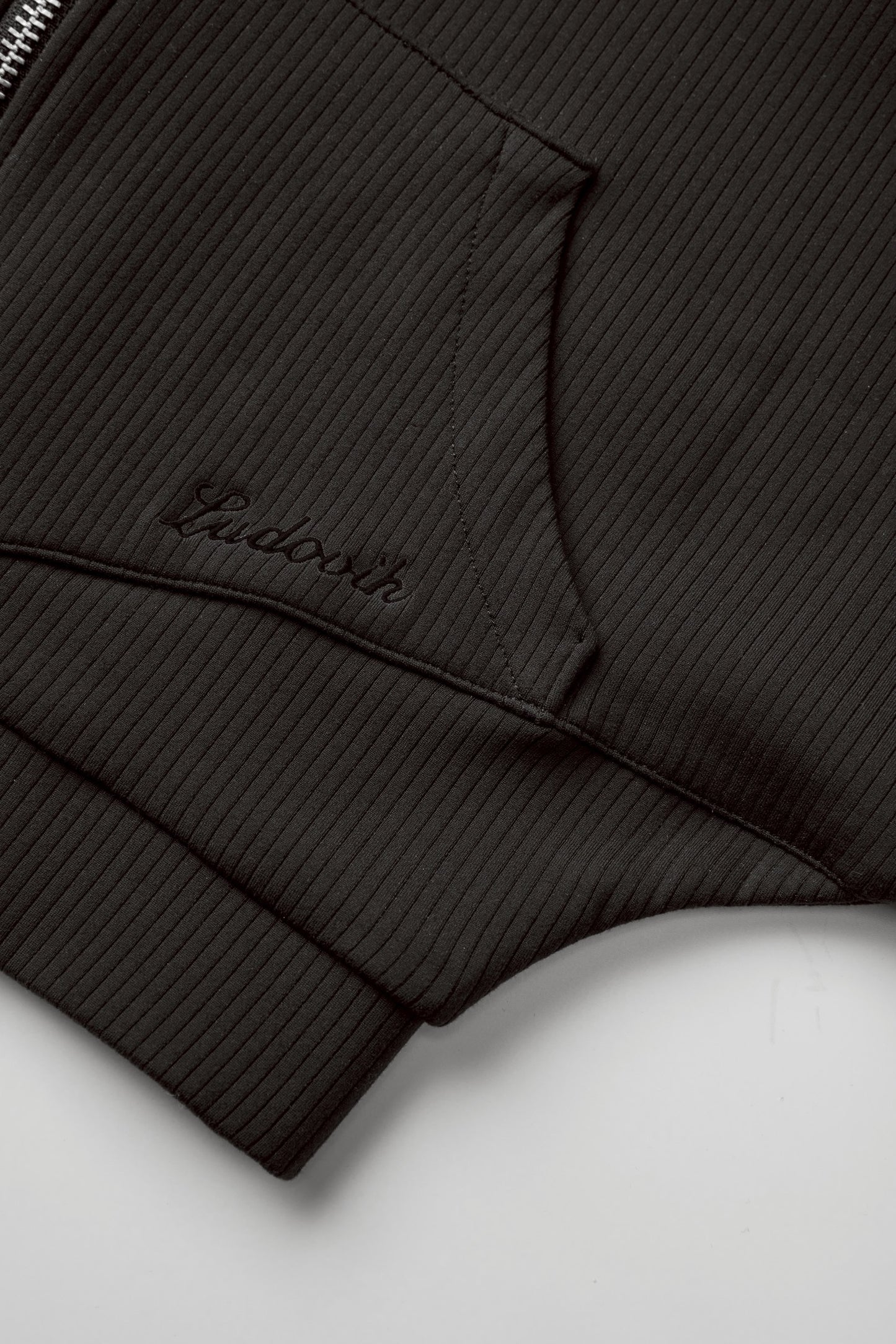 RIBBED CROPPED JACKET (BLACK)