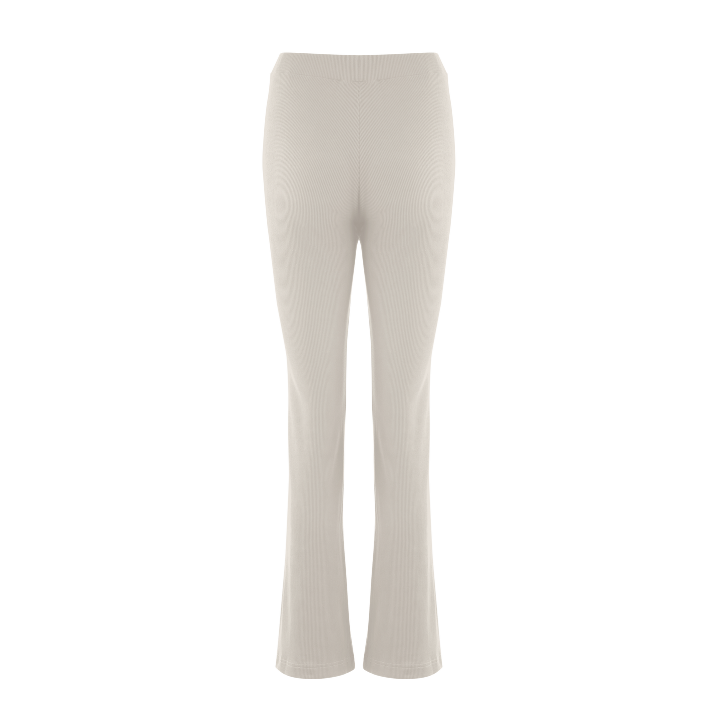 RIBBED BELL-BOTTOM PANTS (BEIGE)