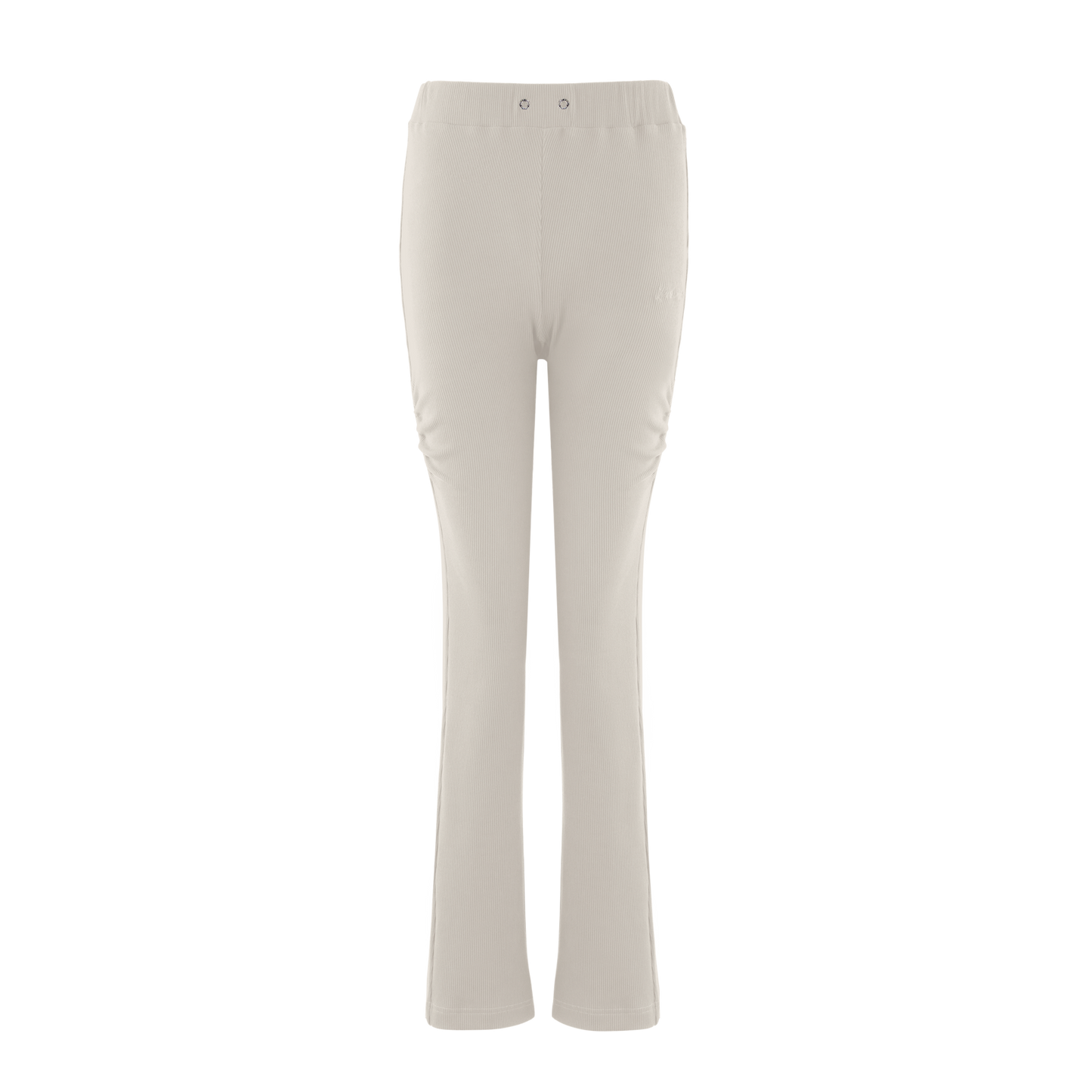 RIBBED BELL-BOTTOM PANTS (BEIGE)