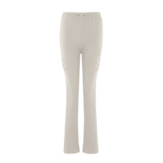 RIBBED BELL-BOTTOM PANTS (BEIGE)